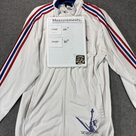Adidas We Are Basketball Jacket Mens Large White Blue Statue Liberty 12 NBA 2009 - Picture 11 of 11